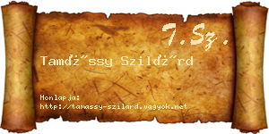 Tamássy Szilárd névjegykártya